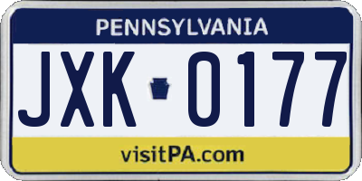 PA license plate JXK0177