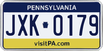 PA license plate JXK0179