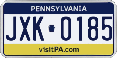 PA license plate JXK0185