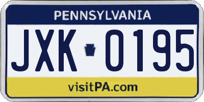 PA license plate JXK0195