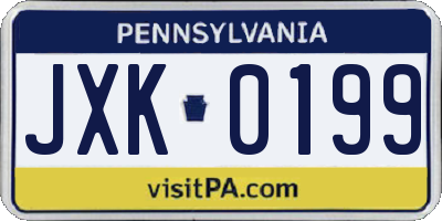 PA license plate JXK0199