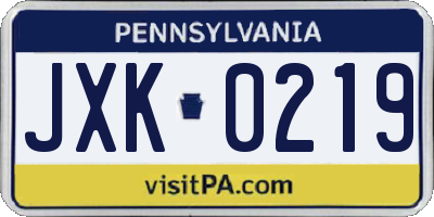 PA license plate JXK0219