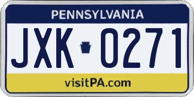 PA license plate JXK0271