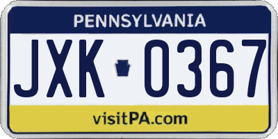 PA license plate JXK0367