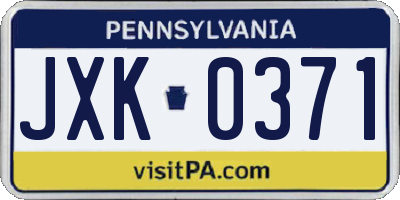 PA license plate JXK0371