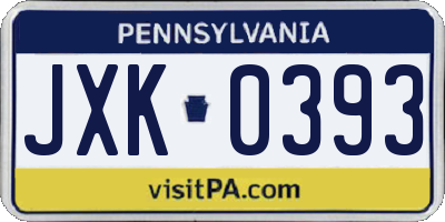 PA license plate JXK0393