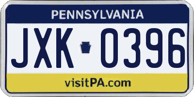 PA license plate JXK0396