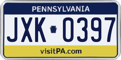 PA license plate JXK0397