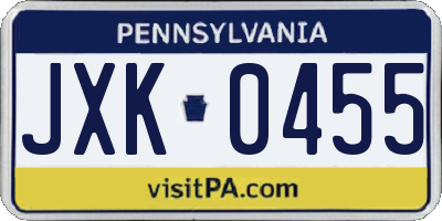 PA license plate JXK0455