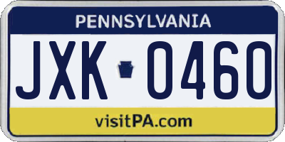 PA license plate JXK0460