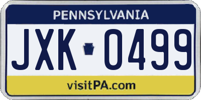 PA license plate JXK0499