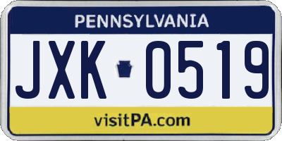 PA license plate JXK0519