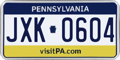 PA license plate JXK0604