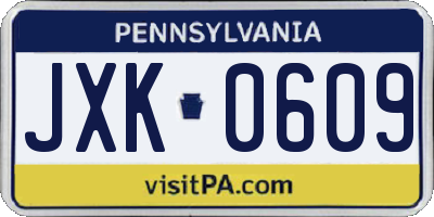 PA license plate JXK0609