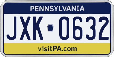 PA license plate JXK0632