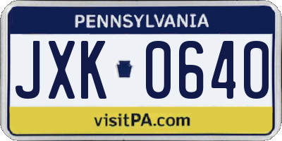 PA license plate JXK0640