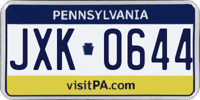 PA license plate JXK0644