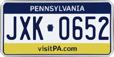 PA license plate JXK0652
