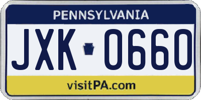PA license plate JXK0660