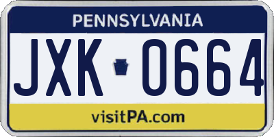 PA license plate JXK0664