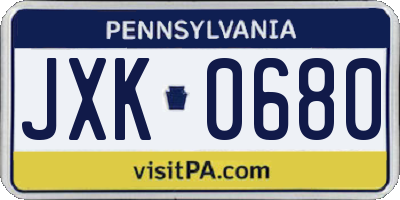 PA license plate JXK0680