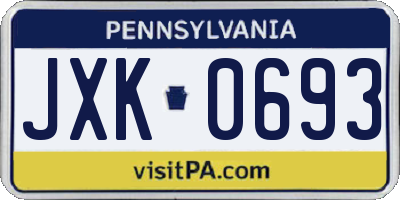PA license plate JXK0693