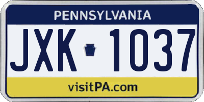 PA license plate JXK1037