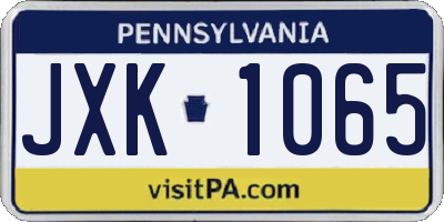 PA license plate JXK1065