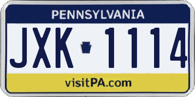 PA license plate JXK1114