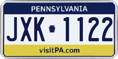 PA license plate JXK1122