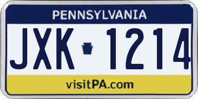 PA license plate JXK1214