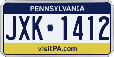 PA license plate JXK1412