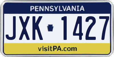 PA license plate JXK1427