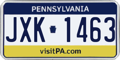 PA license plate JXK1463