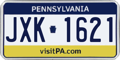 PA license plate JXK1621