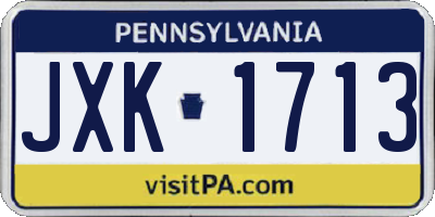 PA license plate JXK1713