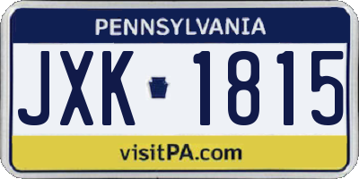 PA license plate JXK1815