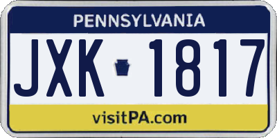 PA license plate JXK1817