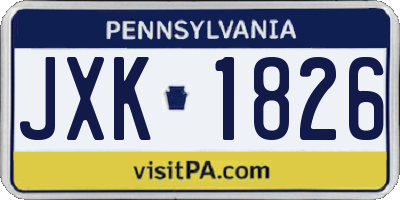 PA license plate JXK1826