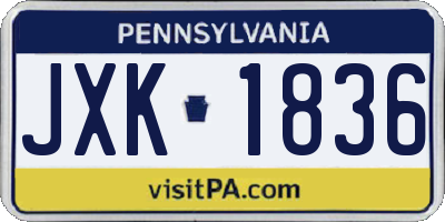 PA license plate JXK1836