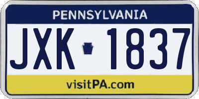 PA license plate JXK1837
