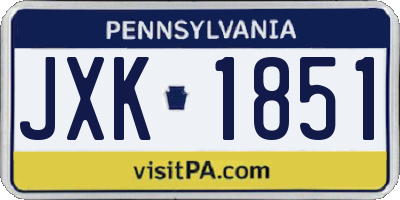 PA license plate JXK1851