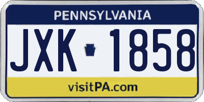 PA license plate JXK1858