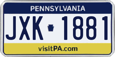 PA license plate JXK1881