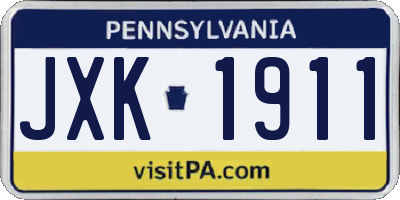 PA license plate JXK1911