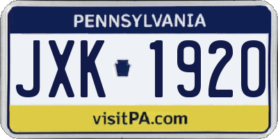 PA license plate JXK1920