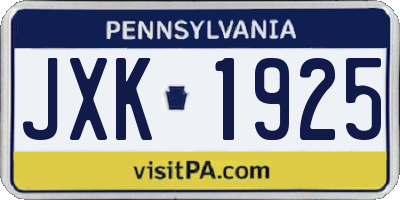 PA license plate JXK1925