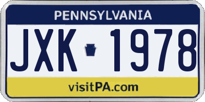 PA license plate JXK1978