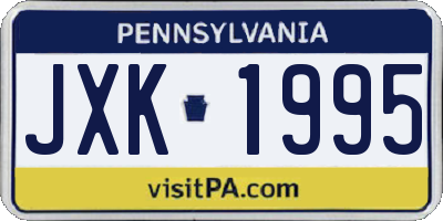 PA license plate JXK1995