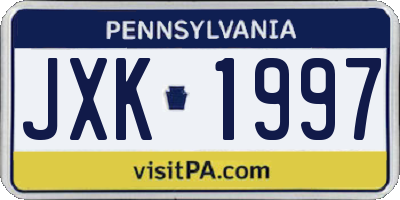 PA license plate JXK1997